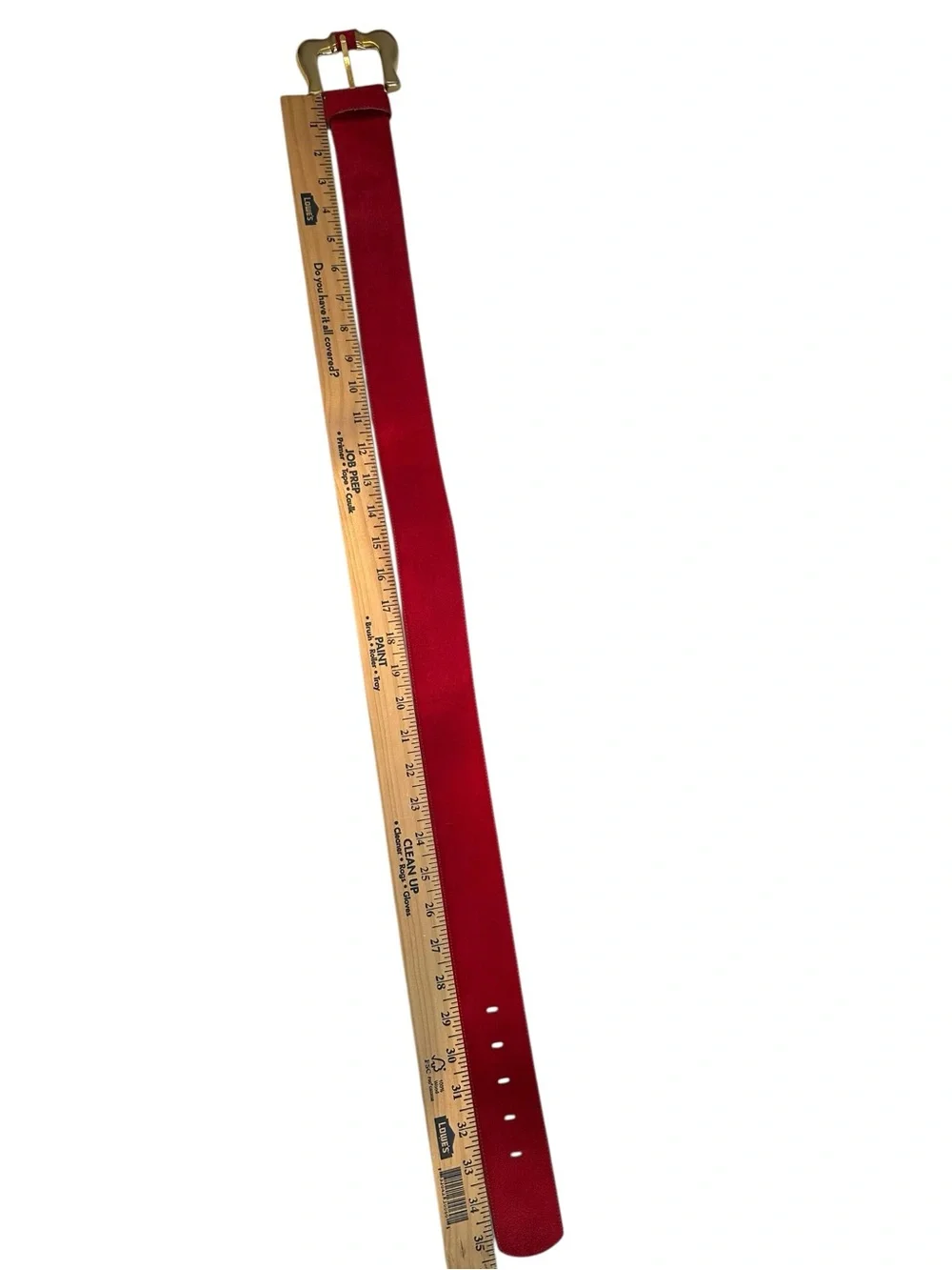 Vintage Red Suede Wide Belt with Gold Buckle